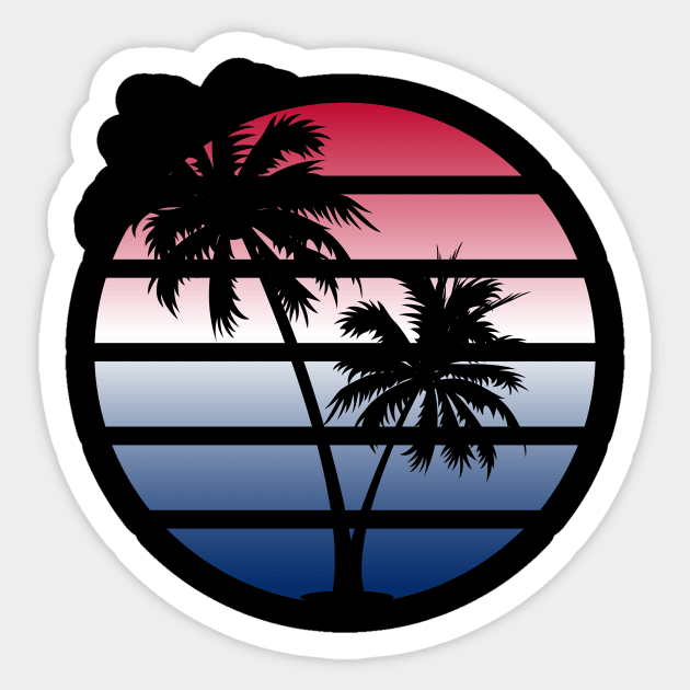 Retrowave Red White Blue Sunset Sticker by Brobocop